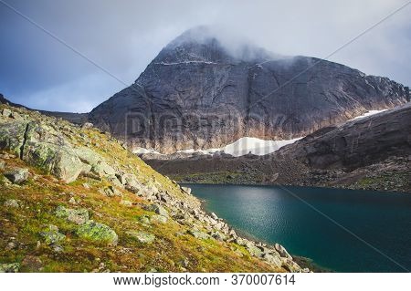 Norwegian Mountain Landscape During Hiking To Halls Fortopp Peak, With A View On Stetind, Northern N