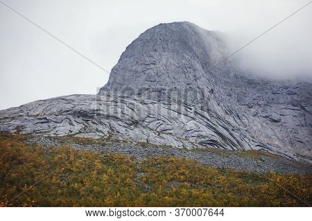 Norwegian Mountain Landscape During Hiking To Halls Fortopp Peak, With A View On Stetind, Northern N