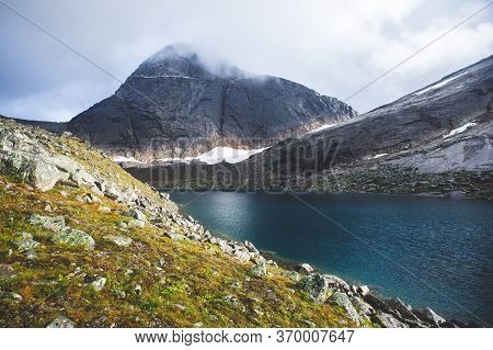 Norwegian Mountain Landscape During Hiking To Halls Fortopp Peak, With A View On Stetind, Northern N