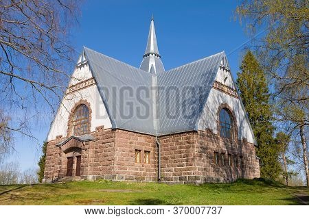 Old Lutheran Church Ryasyalya Close-up On A Sunny May Day. Mel'nikovo, Russia
