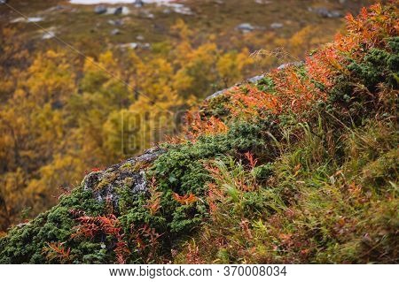 Norwegian Mountain Landscape During Hiking To Halls Fortopp Peak, With A View On Stetind, Northern N