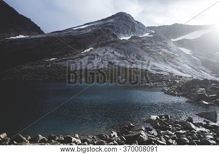 Norwegian Mountain Landscape During Hiking To Halls Fortopp Peak, With A View On Stetind, Northern N