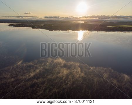 View Of Kem River, Kemijoki, In A Liedakkala Village In The Municipality Of Keminmaa In Lapland In N