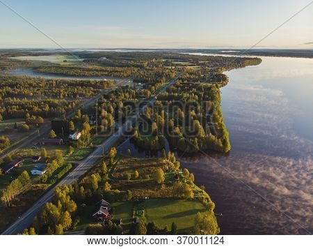 View Of Kem River, Kemijoki, In A Liedakkala Village In The Municipality Of Keminmaa In Lapland In N