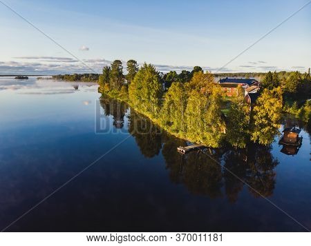 View Of Kem River, Kemijoki, In A Liedakkala Village In The Municipality Of Keminmaa In Lapland In N