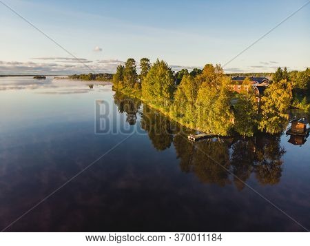 View Of Kem River, Kemijoki, In A Liedakkala Village In The Municipality Of Keminmaa In Lapland In N