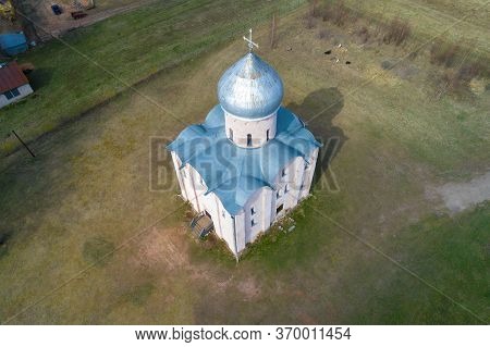 Above The Ancient Church Of The Transfiguration Of The Savior On Nereditsa On A Sunny April Day (aer
