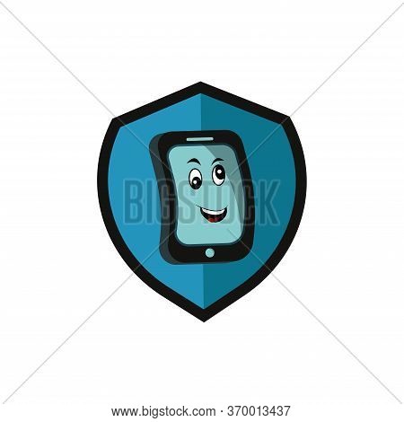 Illustration Of An Mobile Phone Shield Security Character Mascot