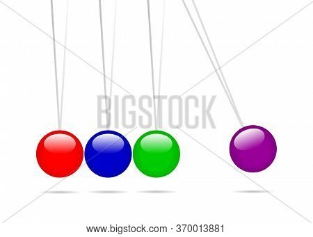 Newton Pendulum Vector Illustration Isolated On White Background.