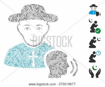 Dash Mosaic Based On Believer Confession Icon. Mosaic Vector Believer Confession Is Designed With Ra