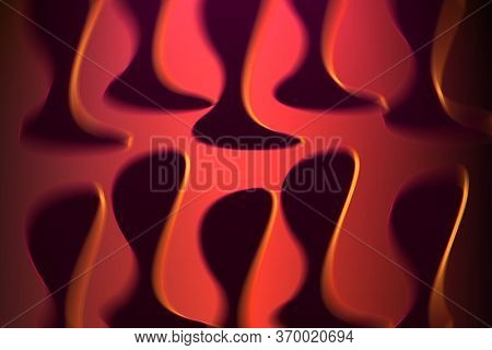 Dark Abstract Shapes With Red Background And Shiny Yellow Edges