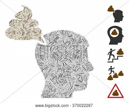 Dash Mosaic Based On Crap Thinking Person Icon. Mosaic Vector Crap Thinking Person Is Formed With Sc
