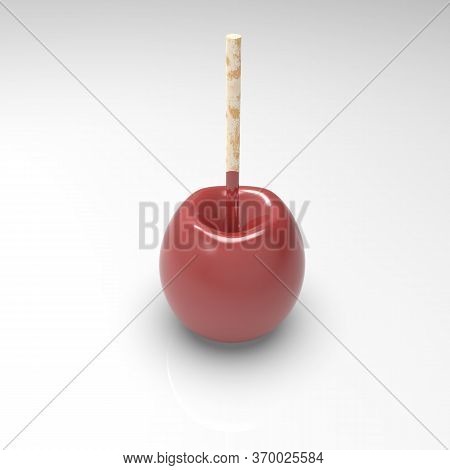 3d Image Of Apple On A Stick In Caramel 002