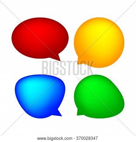 Speech Bubble For Message Talk And Copy Space Text, Colorful Speech Bubble Isolated On White, Label 