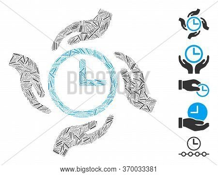 Dash Mosaic Based On Time Care Icon. Mosaic Vector Time Care Is Composed With Scattered Hatch Elemen