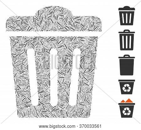 Line Mosaic Based On Trash Can Icon. Mosaic Vector Trash Can Is Formed With Scattered Line Items. Bo