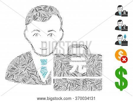 Line Mosaic Based On Yuan Renminbi Accounter Icon. Mosaic Vector Yuan Renminbi Accounter Is Created 