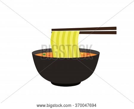 Bowl Of Noodle Illustration. Noodle Vector Icon Isolated On White Background For Web,mobile,ui