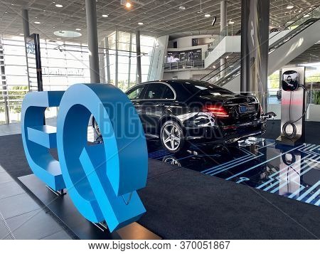 Stuttgart, Germany - May 31, 2020: The Mercedes-benz Hybrid Car E300e With Electric And Combustion E