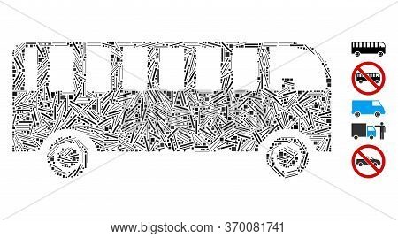 Hatch Mosaic Based On Bus Icon. Mosaic Vector Bus Is Composed With Scattered Hatch Items. Bonus Icon