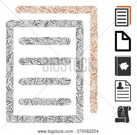 Hatch Mosaic Based On Copy Document Icon. Mosaic Vector Copy Document Is Created With Randomized Hat