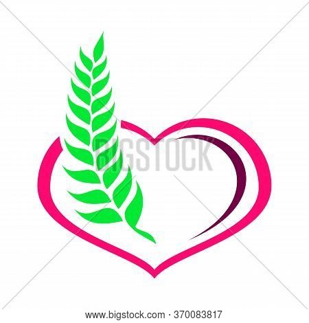 Heart Wheat Barley Paddy Harvest Agriculture, Design Healthy Food Template Inspiration.