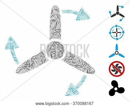Line Mosaic Based On Three Bladed Screw Rotation Icon. Mosaic Vector Three Bladed Screw Rotation Is 