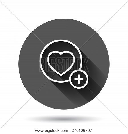 Wishlist Icon In Flat Style. Like Document Vector Illustration On Black Round Background With Long S