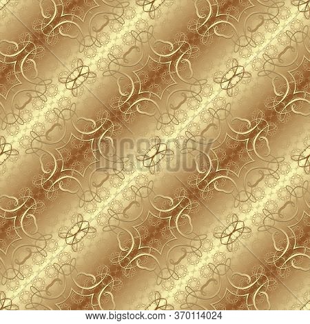 Golden Seamless Pattern As Imitation Metal Foil.
Background For Printing On Wrapping Paper. Gold Pap