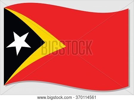 Waving Flag Of Timor Leste Vector Graphic. Waving East Timorese Flag Illustration. Timor Leste Count