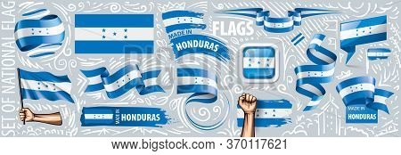 Vector Set Of The National Flag Of Honduras In Various Creative Designs