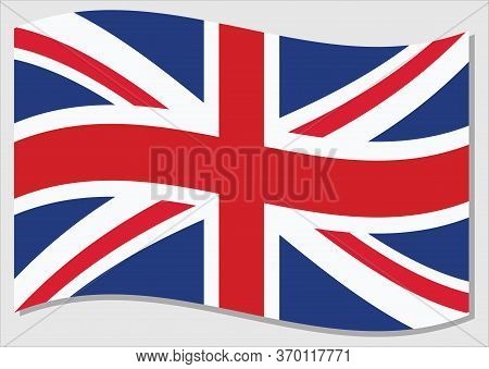 Waving Flag Of United Kingdom Vector Graphic. Waving British Flag Illustration. United Kingdom Count