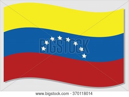 Waving Flag Of Venezuela Vector Graphic. Waving Venezuelan Flag Illustration. Venezuela Country Flag