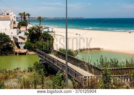 Mil Palmeras, Valenciana, Spain - June 03 2020 : Bridge Over River Destroyed By Recent Heavy Rain St