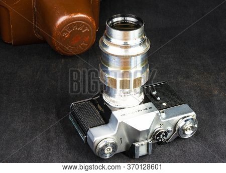 Old Soviet Film Slr Camera Zenit - B With Lens Jupiter-11