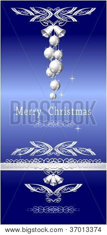 Prata com bolas e sinos de Natal azul