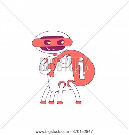 Information Stealing Robot Red Linear Object. Scraper Bad Bot Thin Line Symbol. Info Harvesting Soft