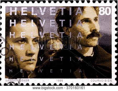 02 08 2020 Divnoe Stavropol Krai Russia The Postage Stamp Switzerland 1995 The 100th Anniversary Of 
