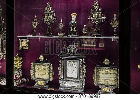 Munich, Germany - November 27, 2018 : The Collection Of Holy Relics In The Museum Residence (munich 