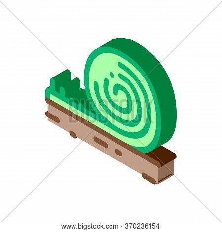 Rolled Artificial Turf Icon Vector. Isometric Rolled Artificial Turf Sign. Color Isolated Symbol Ill