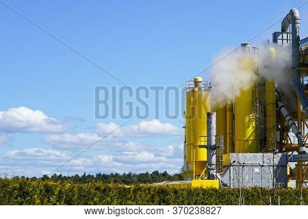 Operating Cement Mix Preparation Plant On A Blue Sky Background