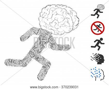 Hatch Mosaic Based On Brain Drain Icon. Mosaic Vector Brain Drain Is Composed With Scattered Hatch D