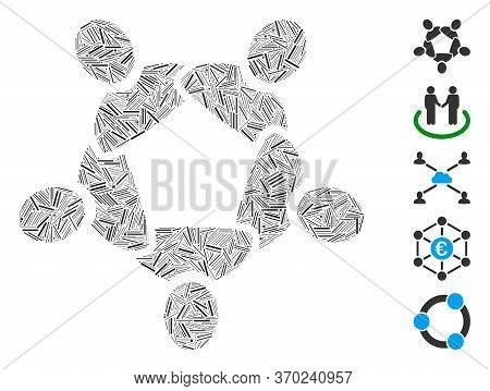 Line Mosaic Based On Collaboration Icon. Mosaic Vector Collaboration Is Designed With Scattered Line