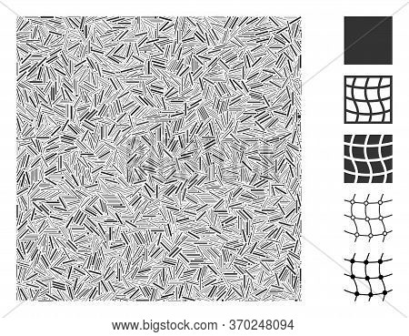 Line Mosaic Based On Filled Square Icon. Mosaic Vector Filled Square Is Created With Random Line Dot