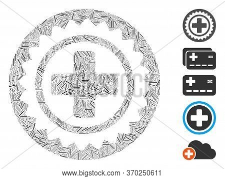 Hatch Mosaic Based On Medical Cross Stamp Icon. Mosaic Vector Medical Cross Stamp Is Designed With R