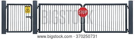 Vehicle Security Gate, Isolated Red Stop Sign, Yellow Biological Hazard Danger Warning Biohazard Sig