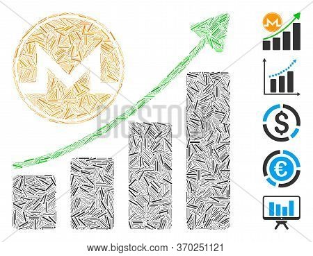 Dash Mosaic Based On Monero Growth Graph Icon. Mosaic Vector Monero Growth Graph Is Designed With Sc