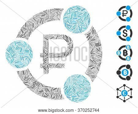 Line Mosaic Based On Rouble Collaboration Icon. Mosaic Vector Rouble Collaboration Is Composed With 