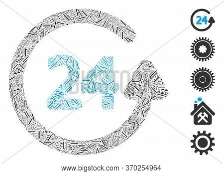 Hatch Mosaic Based On Work Time Icon. Mosaic Vector Work Time Is Formed With Random Hatch Spots. Bon
