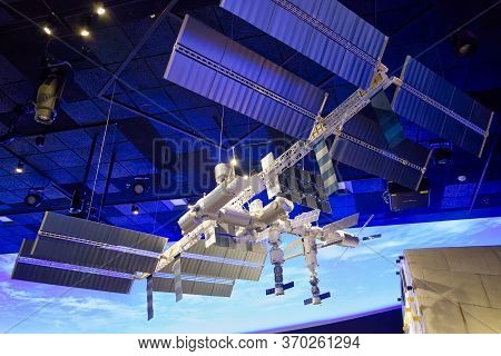 Washington, D.C., USA - November 11, 2017: Large model of the International Space Station in the Smithsonian National Air and Space Museum.